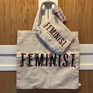 “Feminist” Tote & Makeup Bag Set, New With Tags by She-Pwr